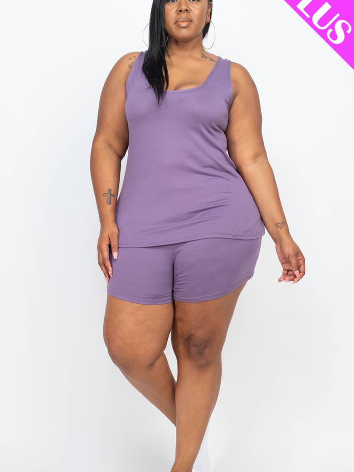 CAPELLA APPAREL - Wholesale Lounge Set - Women's - Plus Comfy Tank Top & Shorts Set