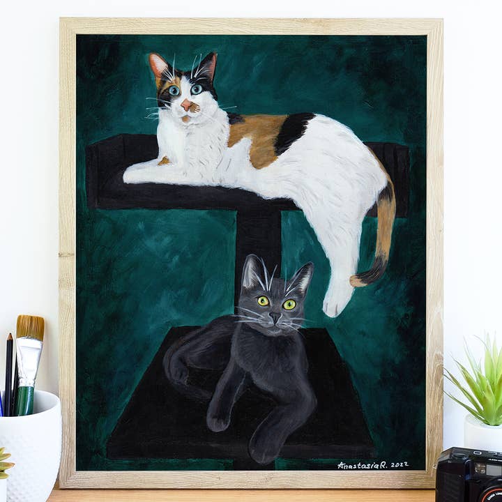 Konstvyk med kattvänner för wholesale av MeerCatArt