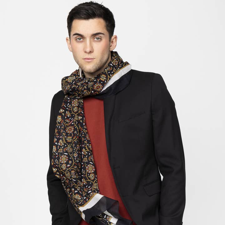 GILDAS black cotton scarf for wholesale by MONSIEUR CHARLI