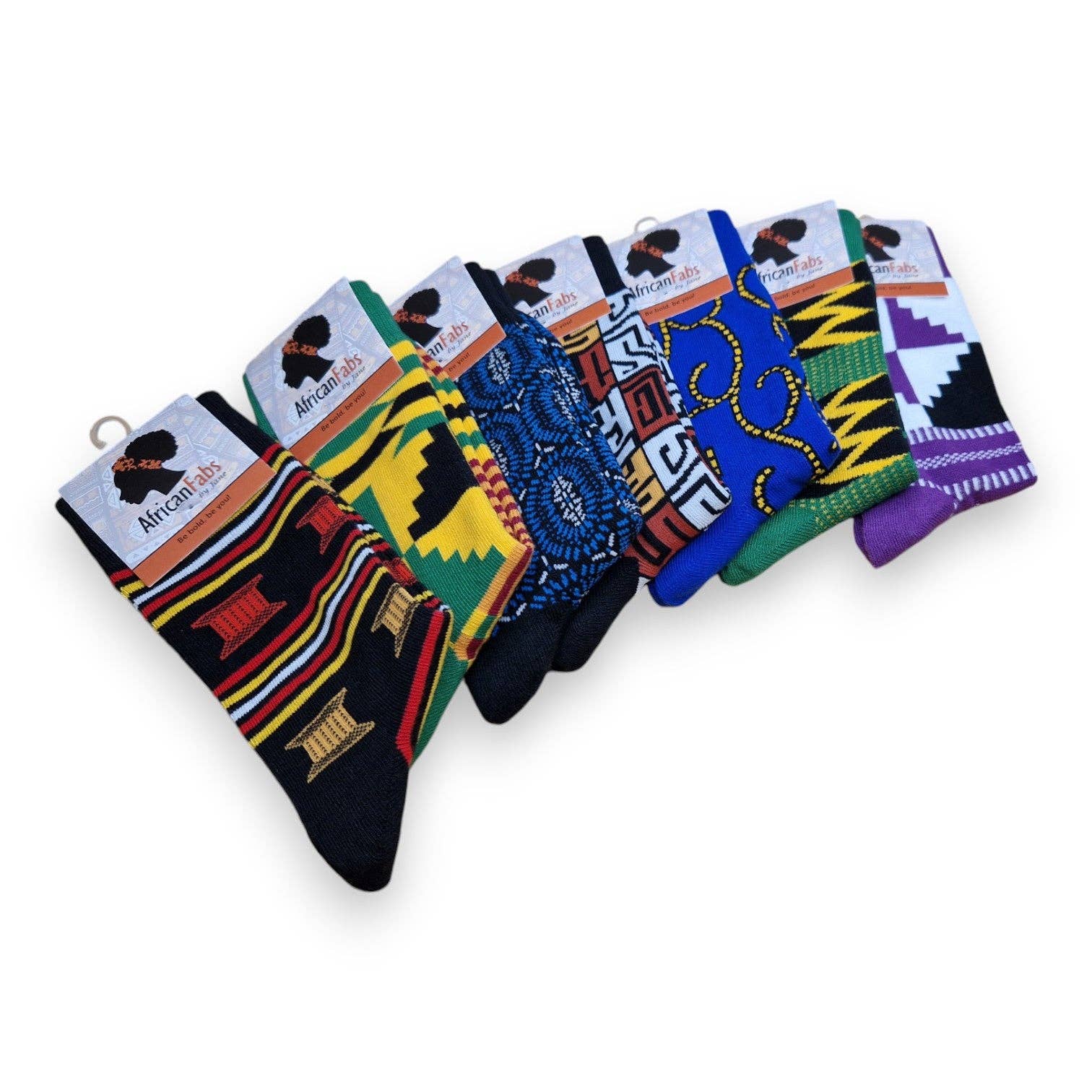AfricanFabs - Wholesale Socks - Unisex - Mix of 24 different pairs - African socks / Afro socks / African print socks - All 24 styles5