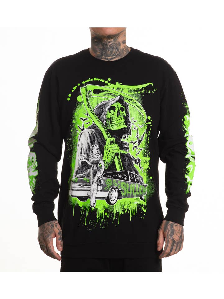 JET BLACK Never Late French Terry Longsleeve for wholesale on Faire3