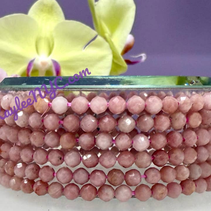 KayleeNYC - Wholesale Beaded Bracelet - Natural Pink Opal 4mm Faceted 7.5”Crystal Bracelet3