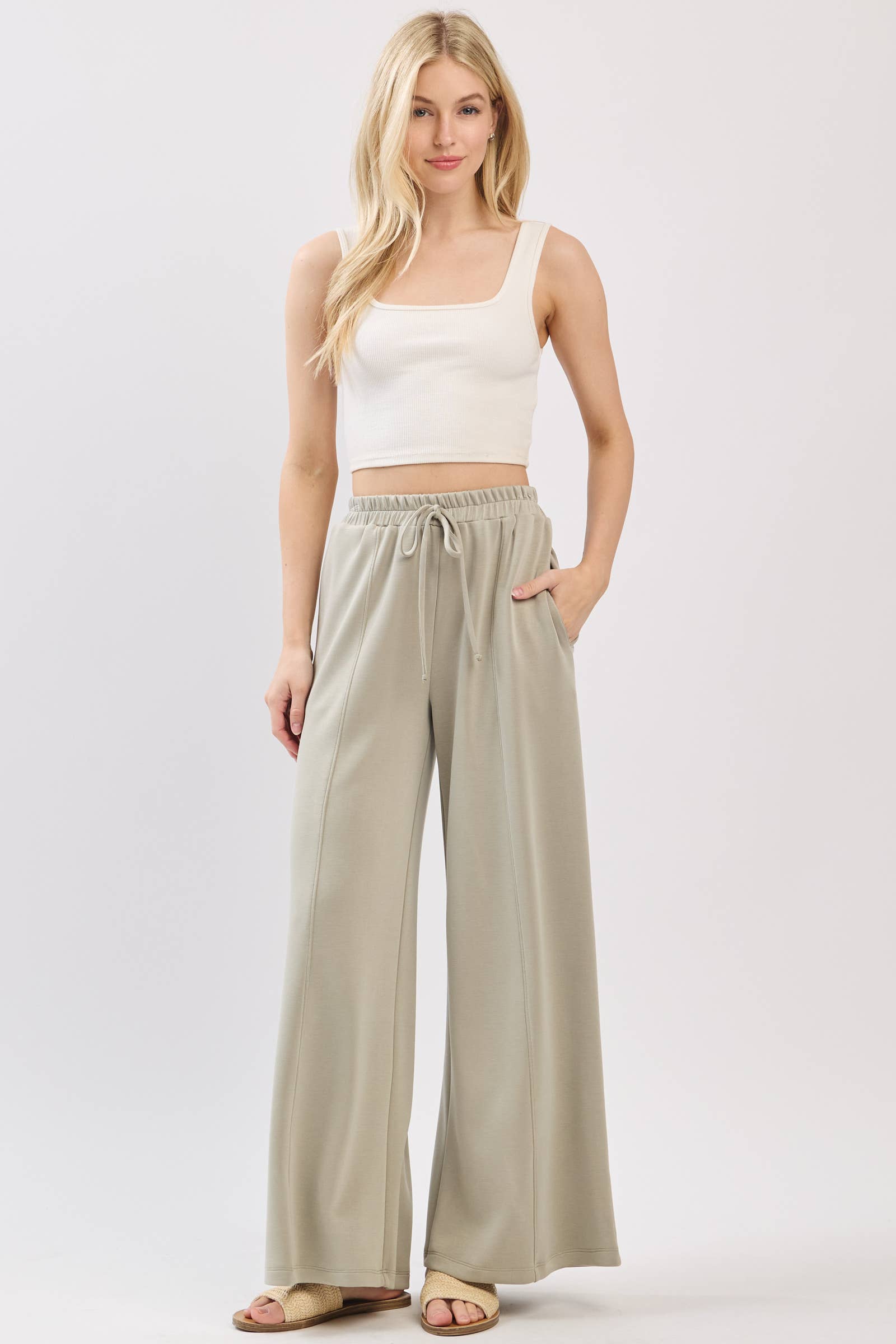 Final Touch - Wholesale Pants - Women's - Modal Jersey Wide Leg Pants - NP703370