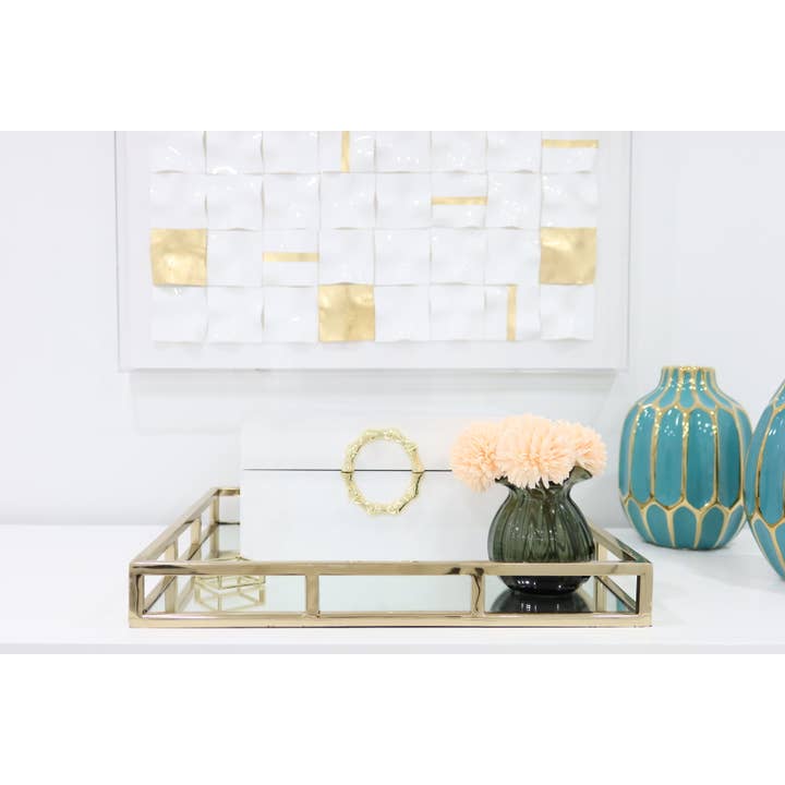 CLASSIC TOUCH DECOR INC. – wholesale Prydnadsbricka – 16 ”fyrkantig spegel bricka - guld