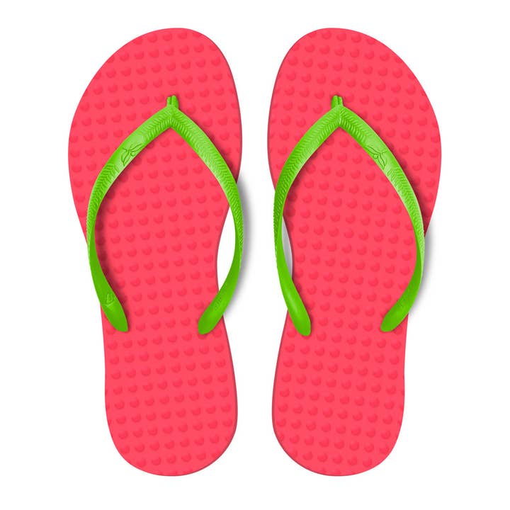 Women's Sustainable Flip Flops Watermelon with Lemon Straps for wholesale by Green Flip Flops