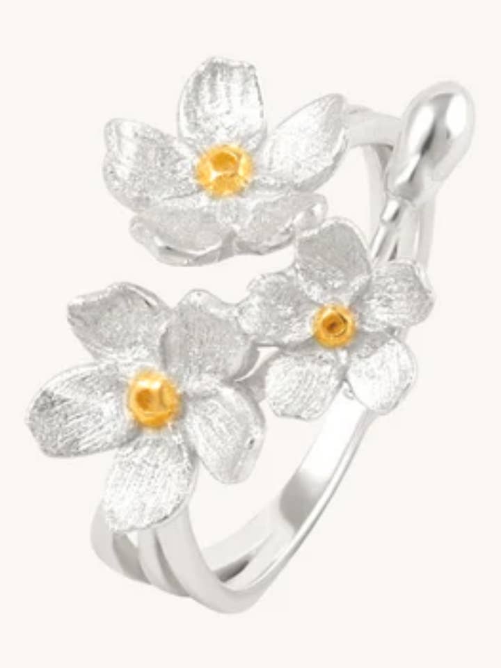 Floral Silver Ring Silver Cherry Bunch -Holiday Bestseller for wholesale by Gratinsta