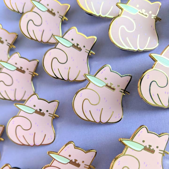 Arcasian - Wholesale Lapel Pin/Button - Nini the Knife Cat Enamel Pin6