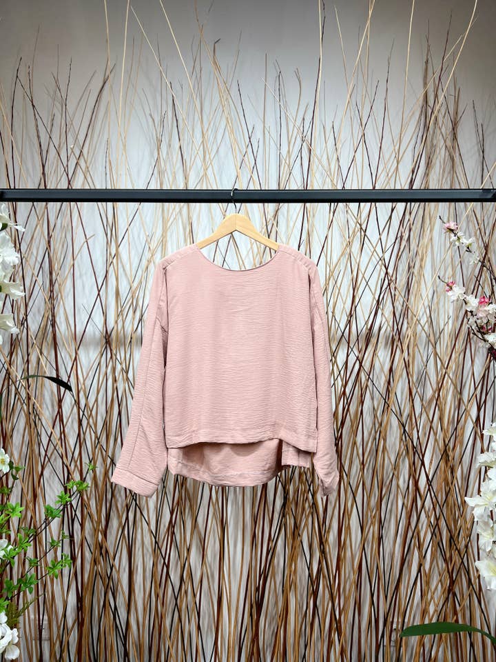 L'Emotion - Vente T-shirt – femme - T-Shirt Manche Longue Cropped Fente Col Dos Goutte D'Eau