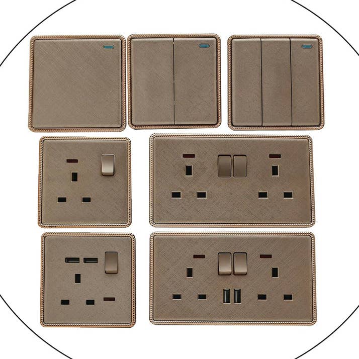 Ledsone - Wholesale Light Switch Cover/Plate - Screwless Textured Gold Light Switches & Socket8