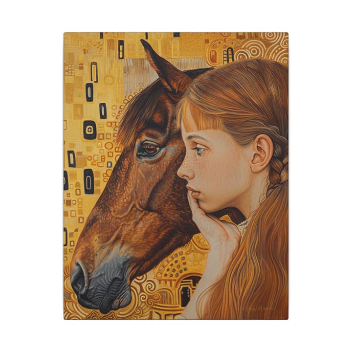 Young Girl with Her Horse – Gustav Klimt Style – Canvas Wall Art and other Purchase Wholesale radiata pine. Free Returns & Net 60 Terms on Faire trending on Faire.