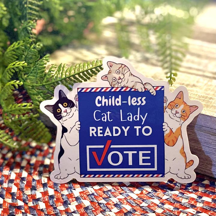 Pacote de 5 autocolantes em vinil Cat Lady Ready to Vote sem filhos por atacado de Beautiful Mind Design