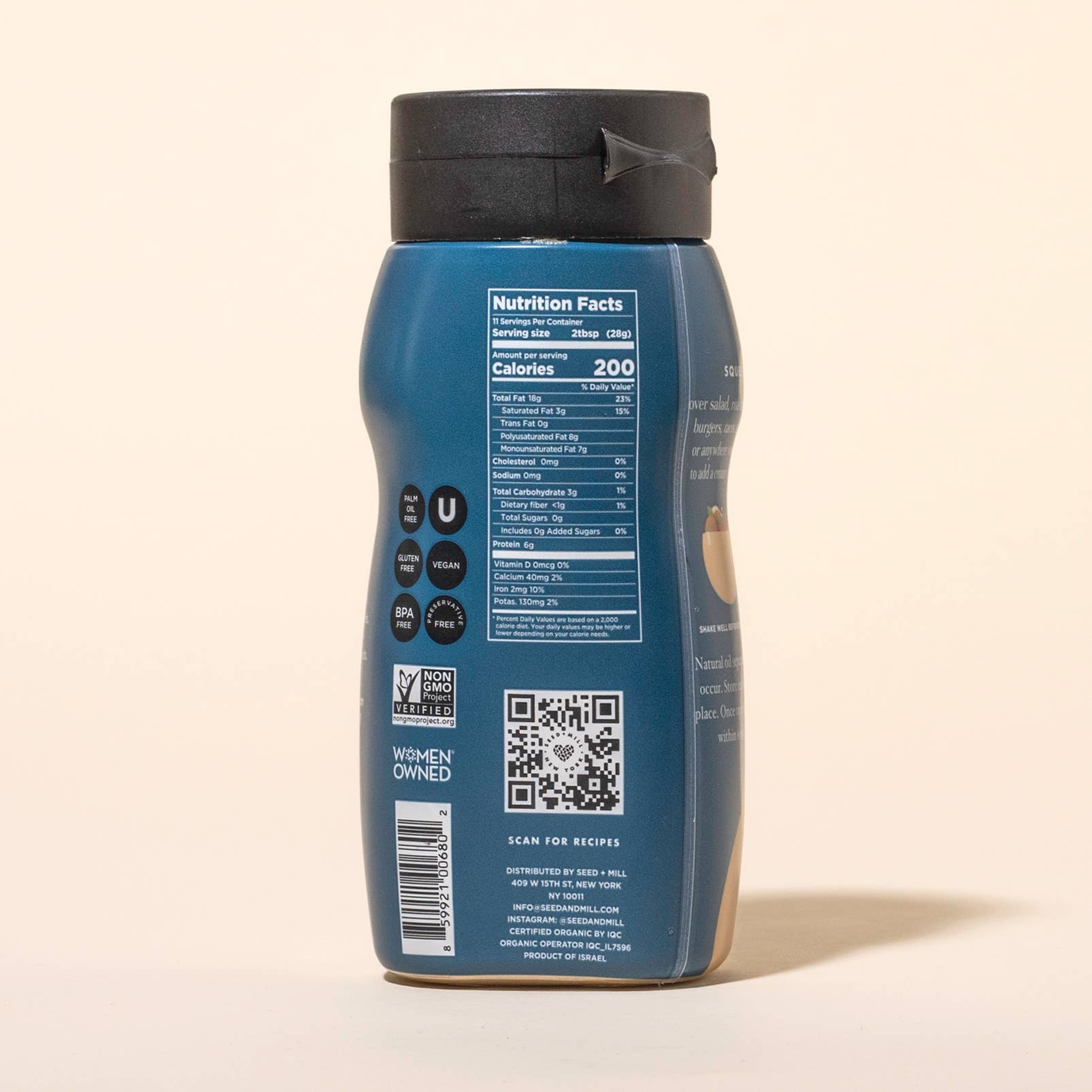 Seed + Mill - Wholesale Nut Butter - Organic Tahini Squeeze Bottle, 6/310g1