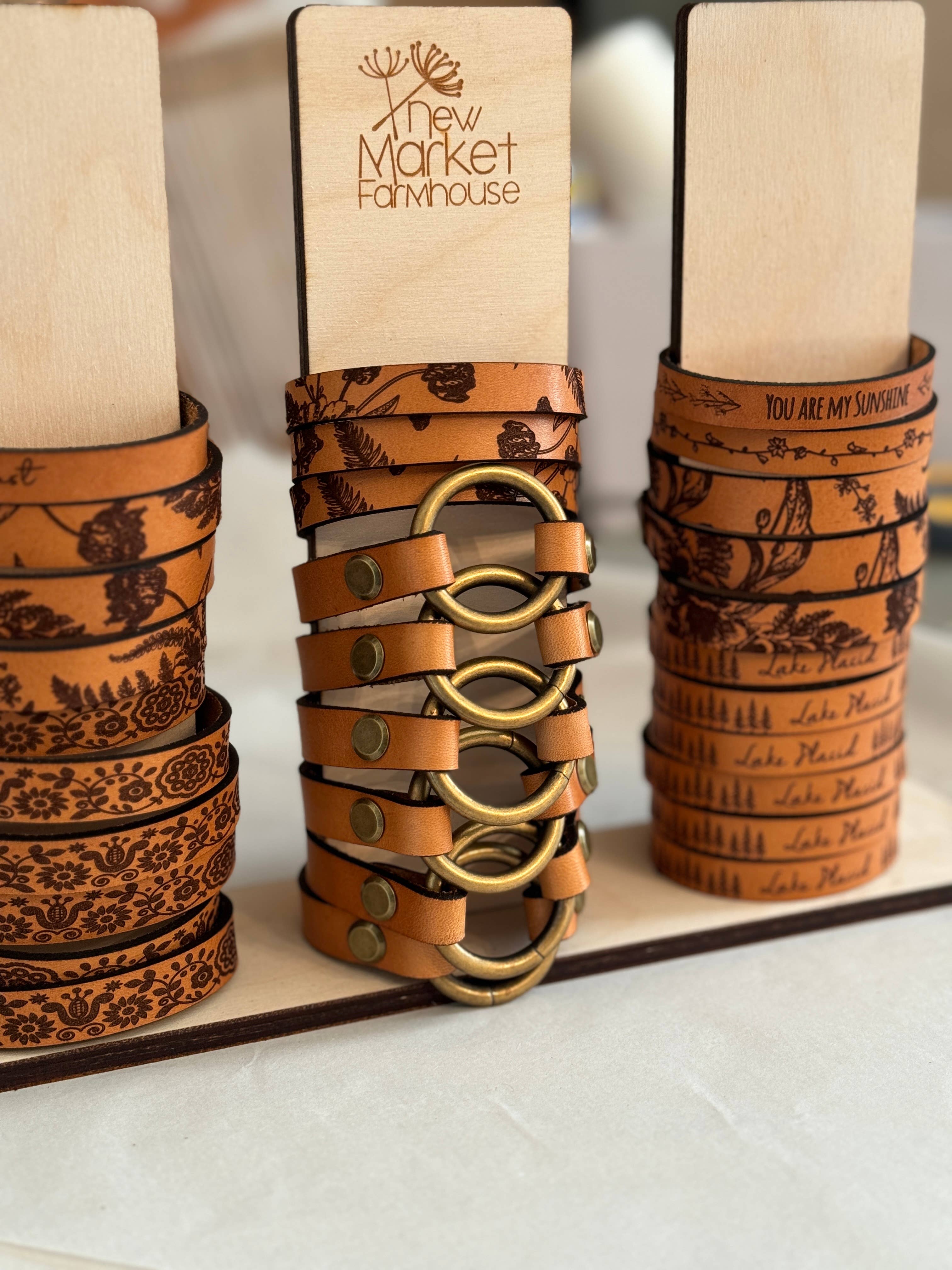 New Market Farmhouse - Wholesale Cuff Bracelet - Leather Ring Cuff - Skinny Strap with Snap4