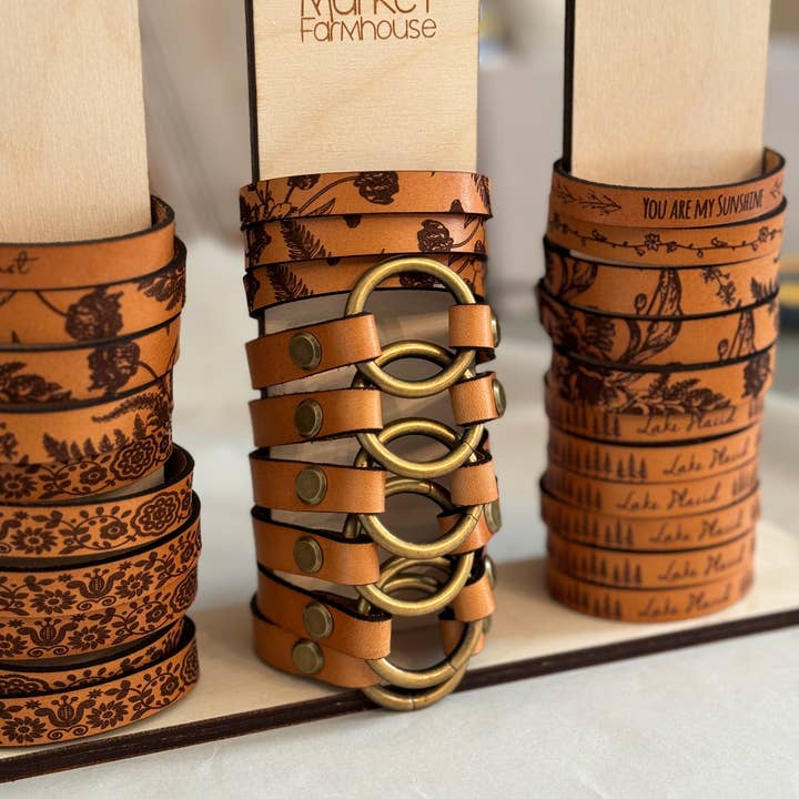 New Market Farmhouse - Wholesale Cuff Bracelet - Leather Ring Cuff - Skinny Strap with Snap4