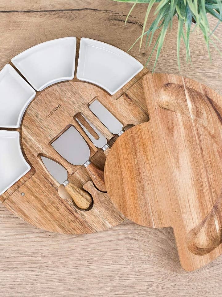 Ramekin swivel serving board with utensils for wholesale by LivaBella Designs