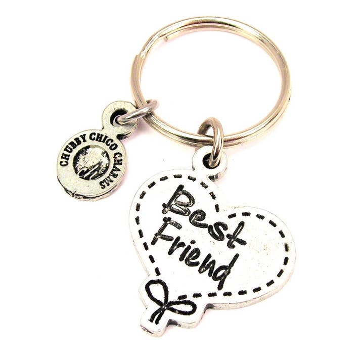 Best Friend Quilted Heart Key Chain for wholesale by Chubby Chico Charms