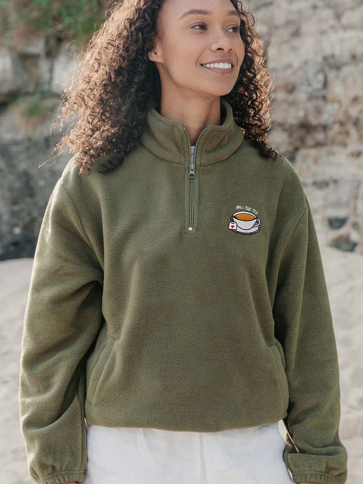 Morning Club Clothing - Wholesale Fleece - Women's - Spill The Tea Recycled Polyester Quarter Zip Fleece