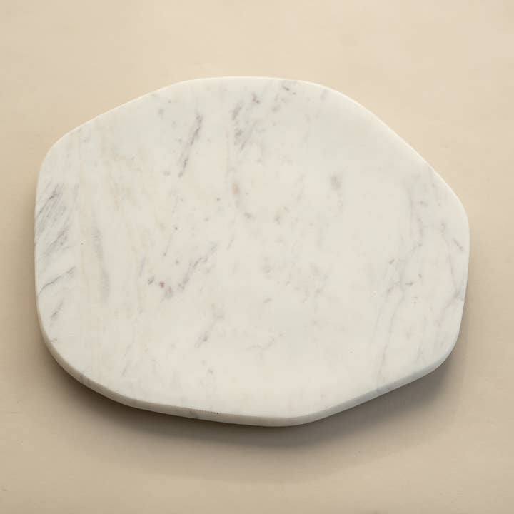 India Handicrafts Inc - Wholesale Decorative Plate/Dish/Bowl - White Marble Free Form Plate - Small Size