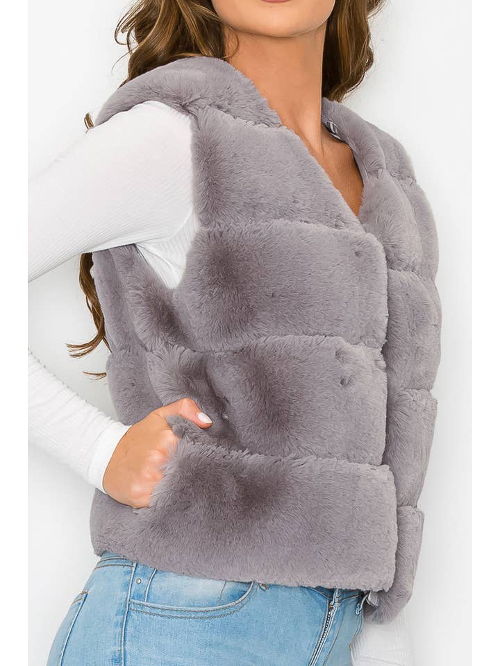 French Kiss - Wholesale Outerwear Vest - Women's - #J1317 Faux Fur Vest16
