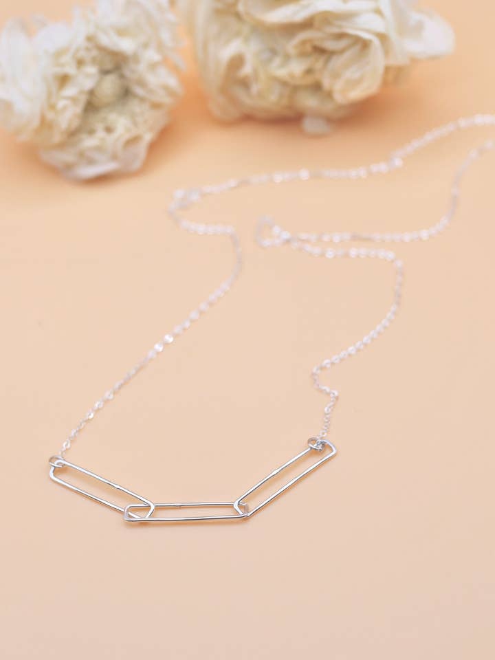 Link Pendant - Shift Series Delicate Hammered Necklace for wholesale by Telle of the Hills