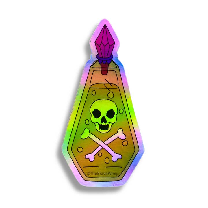 Hologram Poison Bottle Sticker for wholesale by Brave Wimp