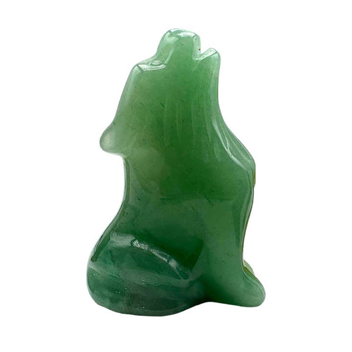 Green Aventurine Wolf Figure for wholesale by Foliesbijoux