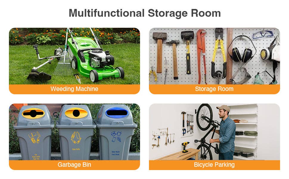 39F Inc. - Wholesale Outdoor Ornament/Decor - 8x10FT Iron-Wood Tool Shed, Gray, Waterproof & Ventilated6