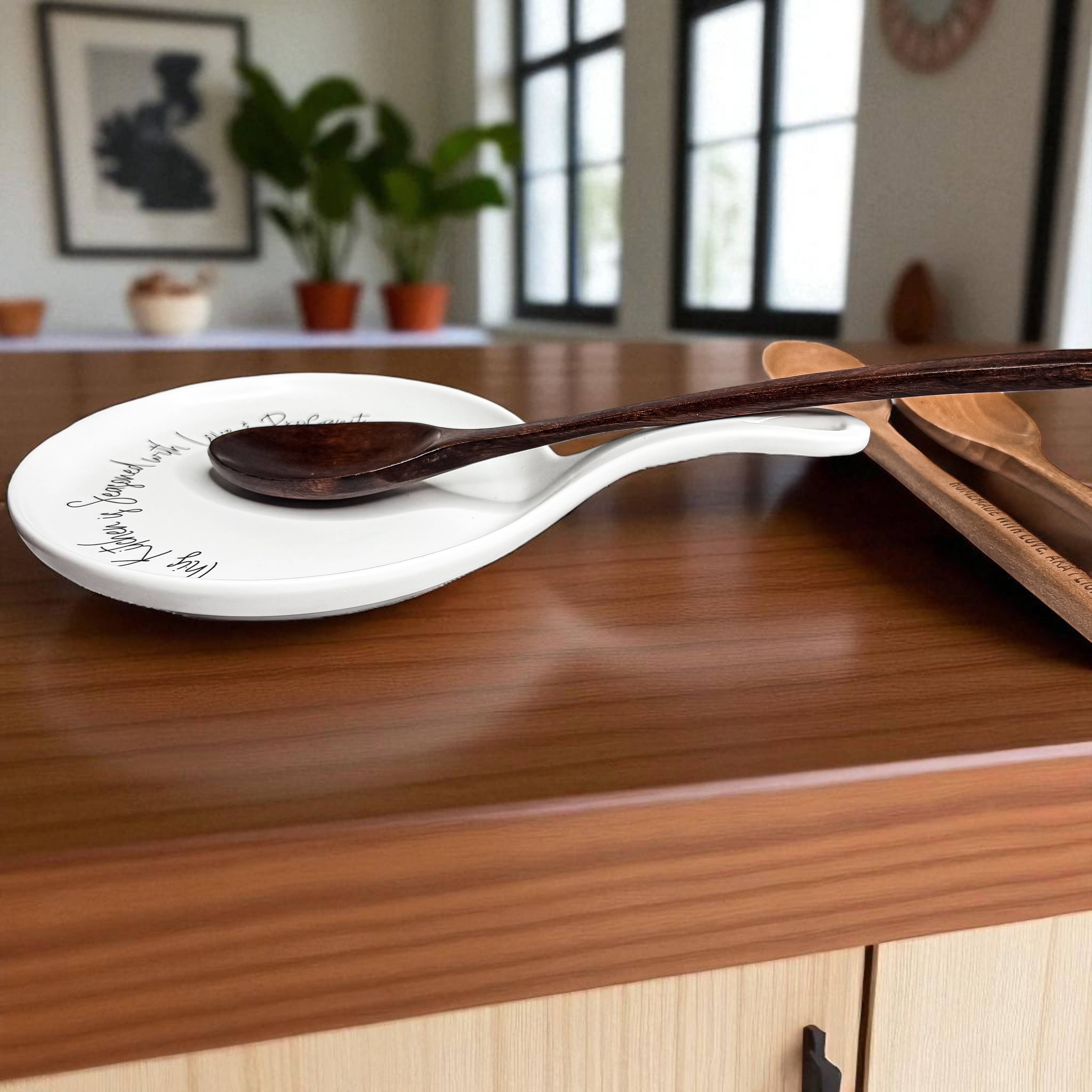 Gia Roma - Vendita all'ingrosso Poggiamestolo - Decorazione da cucina, set di poggia cucchiai in ceramica fatto a mano con cucchiaio in legno64