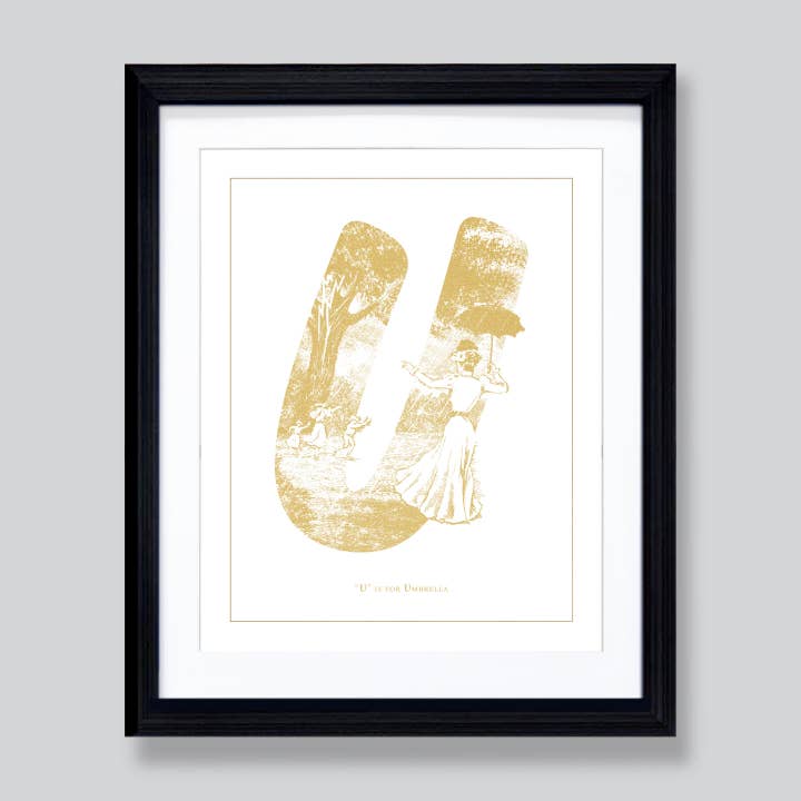 "U" Is For Umbrella | Risograph Print 8x10 for wholesale by And Studio