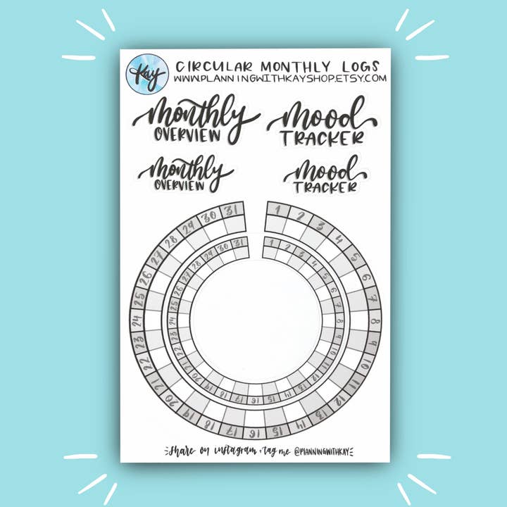 Registos Mensais Circulares por atacado de Planning With Kay