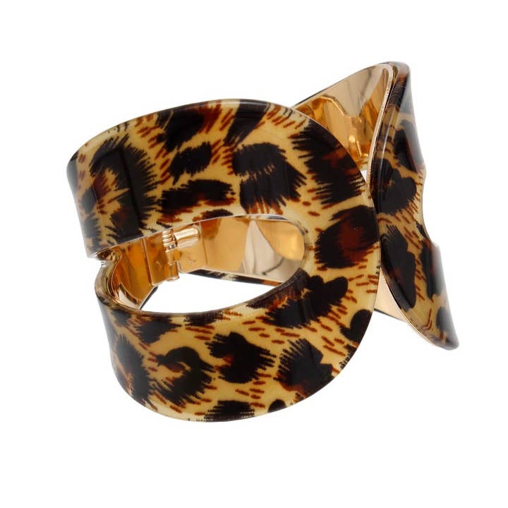 Cuff Wild Tribal Brown Leopard Print Loop Bracelet for wholesale on Faire1