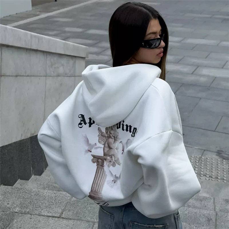 FurDecoration – Hoodie – Mulher por atacado – Moletom com capuz de ajuste solto com design impresso e zíper3