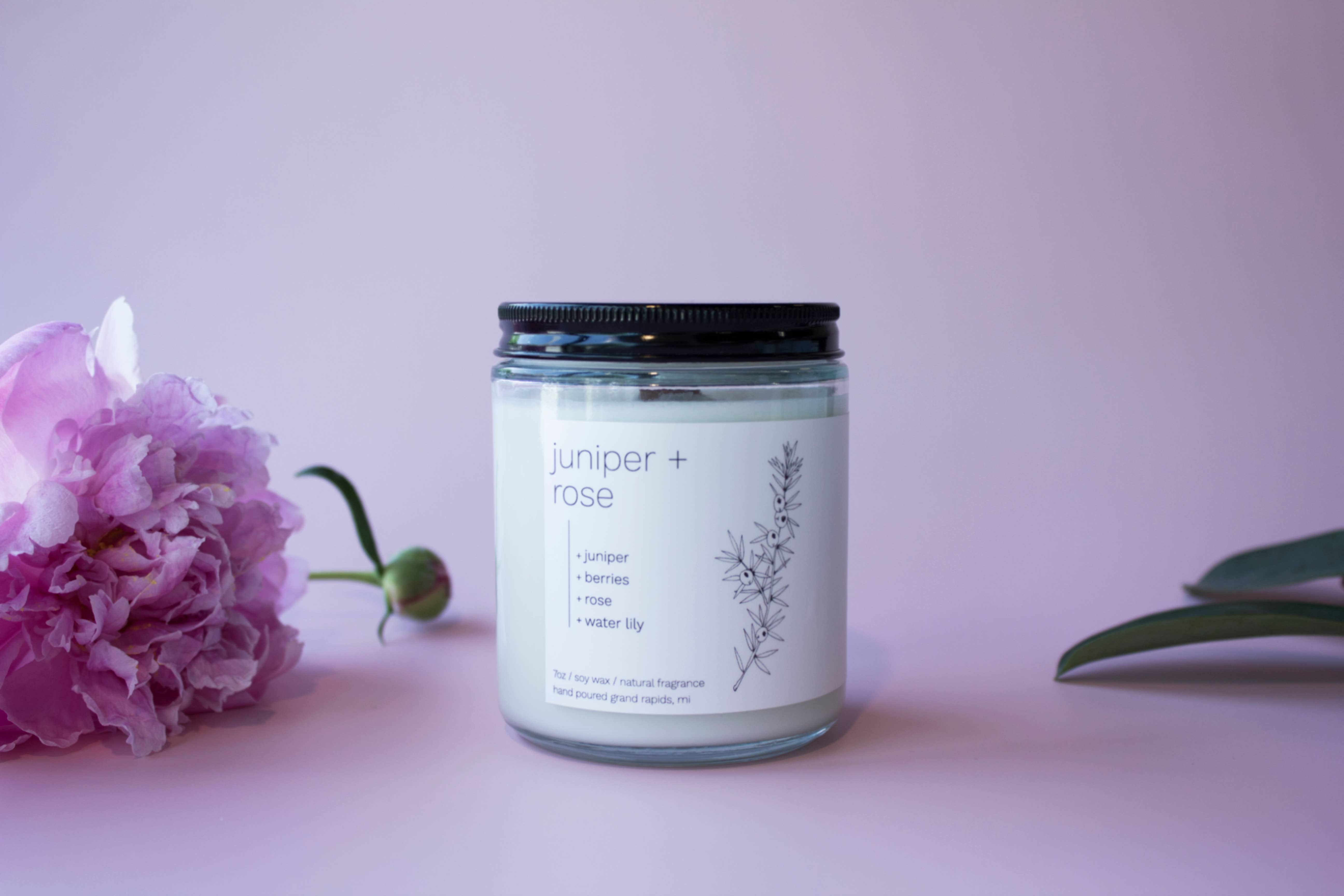 sable candle co. - Wholesale Jar/Filled Candle - Juniper + Rose 7oz Classic Soy Wax Candle2