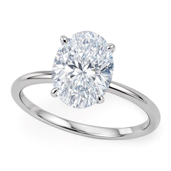 Bague solitaire en diamant ovale de 2 carats, cultivé en laboratoire, IGI G/VS1 en or blanc 14K pour la vente par RubyAnn Jewelry