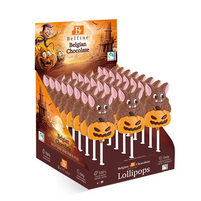 ADG Diffusion - Vente Chocolat - SUCETTE CHOCOLAT CHAUVE-SOURIS 25g - Présentoir 24 sucettes1