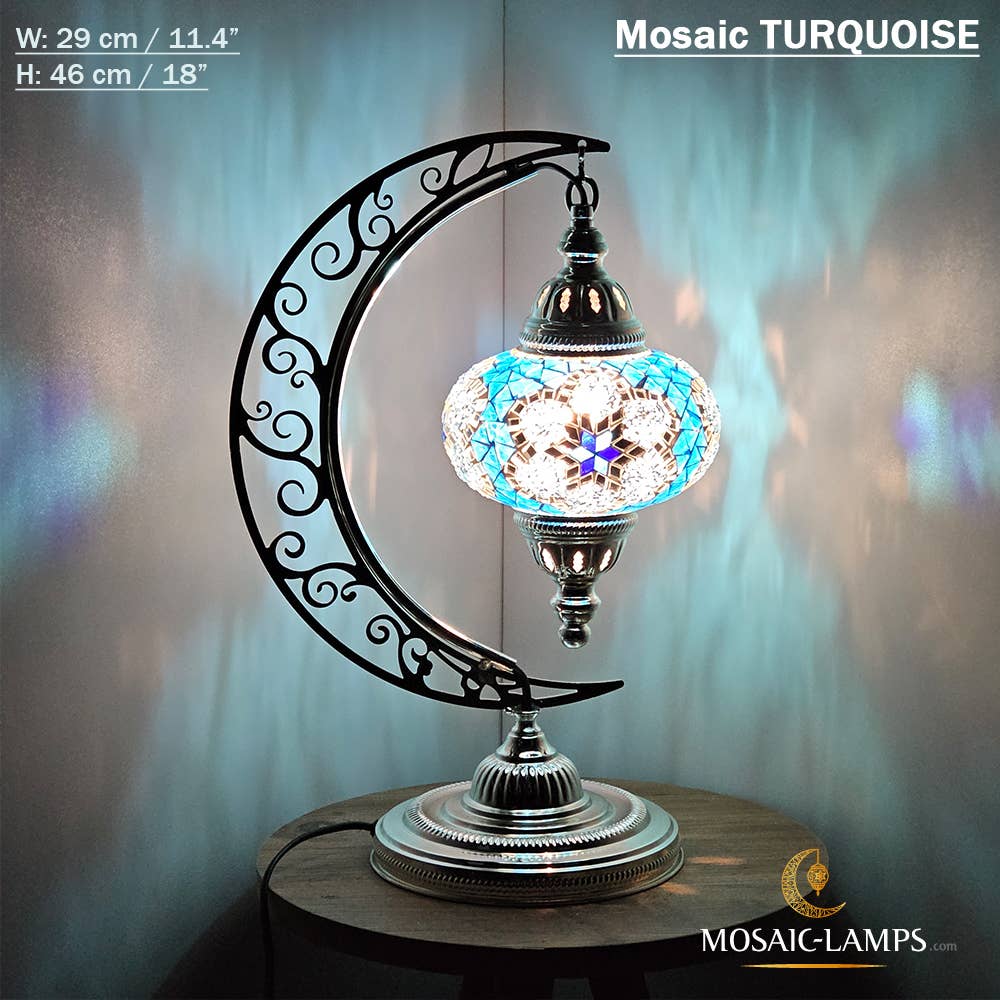 Mosaic Lamps - Vendita all'ingrosso Lampada da scrivania/d'accento - Lampada da scrivania Turkish Moon in argento, luci ad arco marocchine, Murano C53