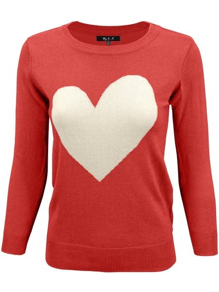 Love Heart Crew neck Pullover Sweater for wholesale by Lemon Tree