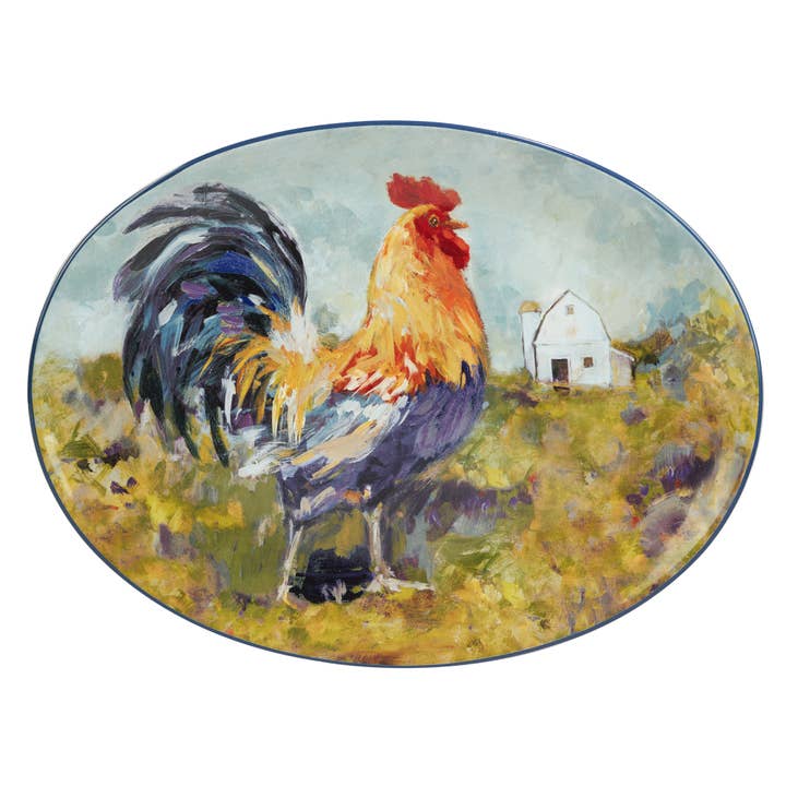 Rooster Meadow Oval Platter 16in x 12in for wholesale by Certified International