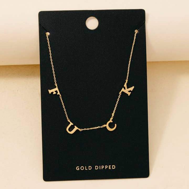 Gold Dipped Fuck Charms Chain Necklace for wholesale by Anarchy Street