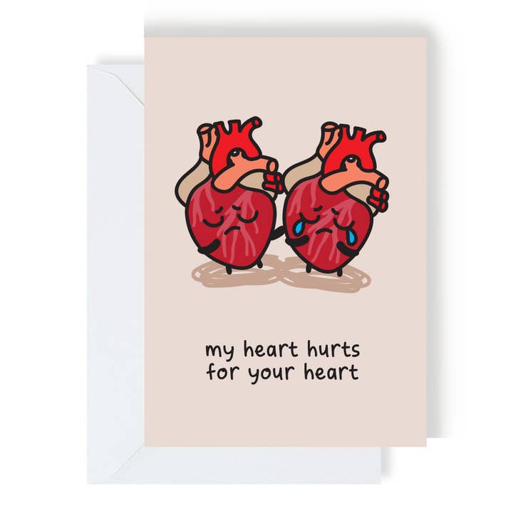 Carte Mon cœur fait mal pour ton cœur pour la vente par The Playful Indian