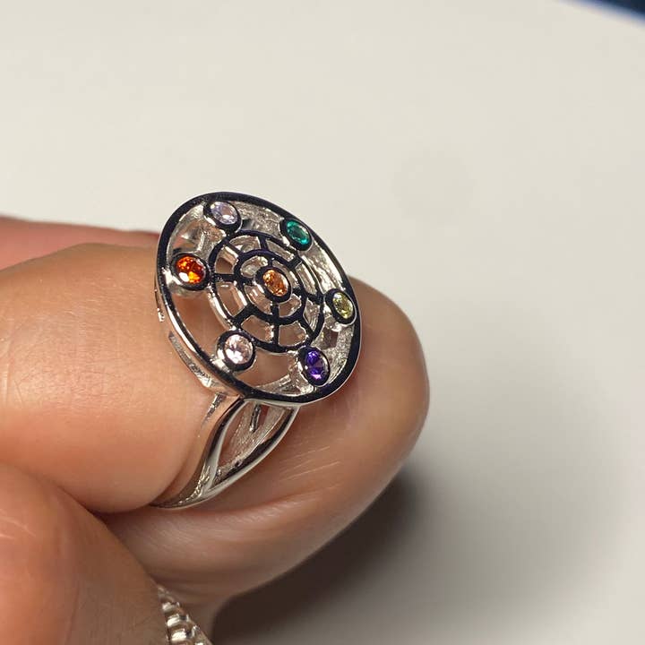 Ring with colored cubic zirconia for wholesale by Shine Juwely