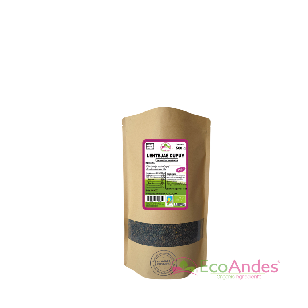 ECOANDES – Feijões por atacado – Lentilha Verde Dupuy 500g - BIO0