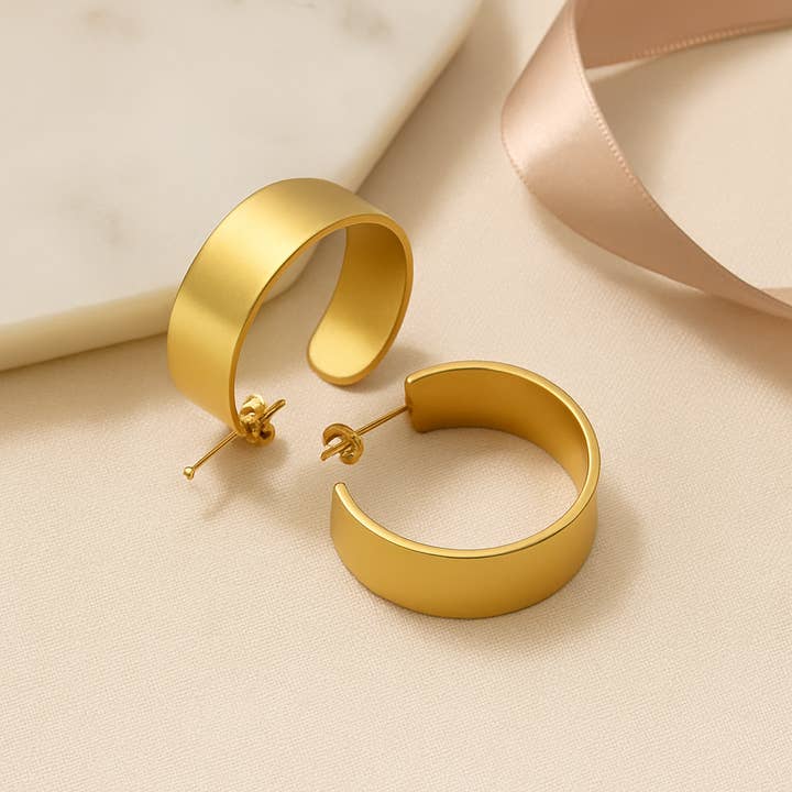 Betty James - Wholesale Hoop Earrings - Wide Chunk Stainless Steel Hoops2