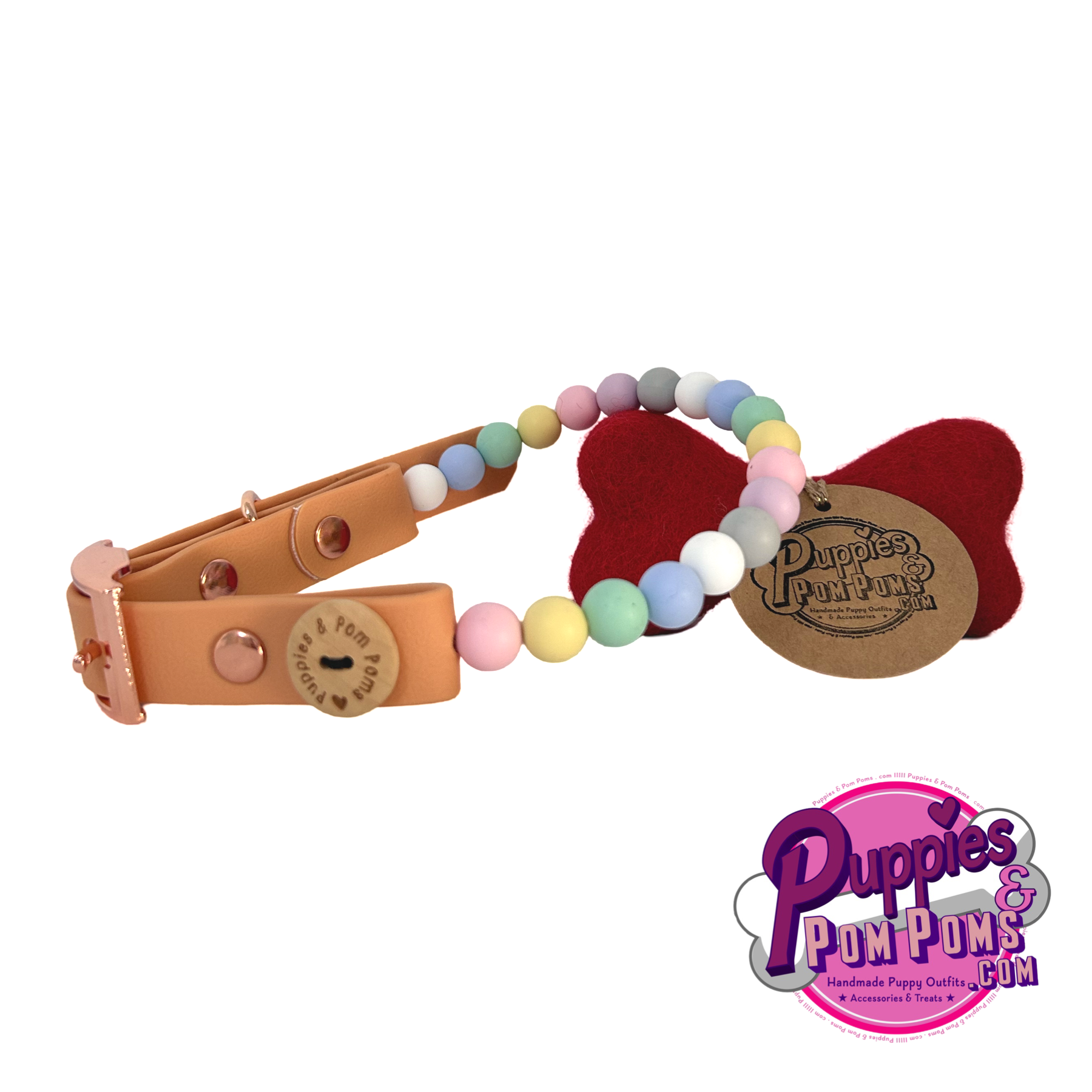 Puppies & Pom Poms - Vendita all'ingrosso Collare - Cani - Collare per Cani Artigianale Vegano con Perline - Perline Pastello2