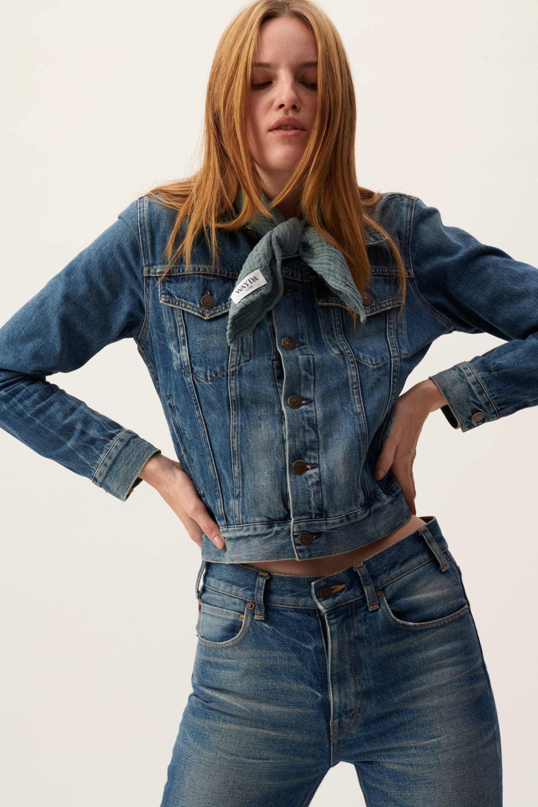 WAYDA - Vente Écharpe – femme - Écharpe en mousseline de coton BLAU Fuji4