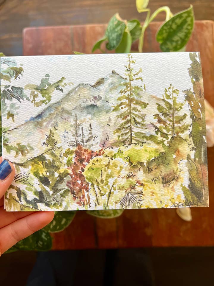 Carte de vœux aquarelle Mount Tam pour la vente par Sophia Lavrov