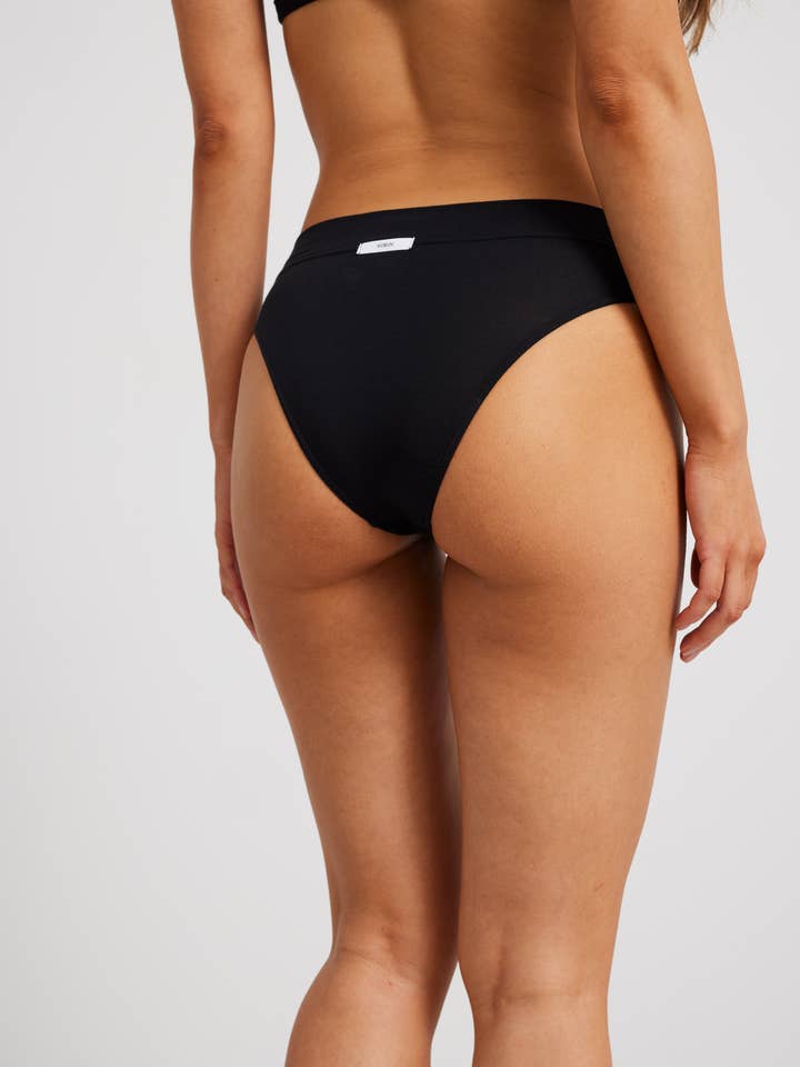 WORON. – wholesale Underkläder - Dam – super stretch, modal Hi Cut Trosor- Svart