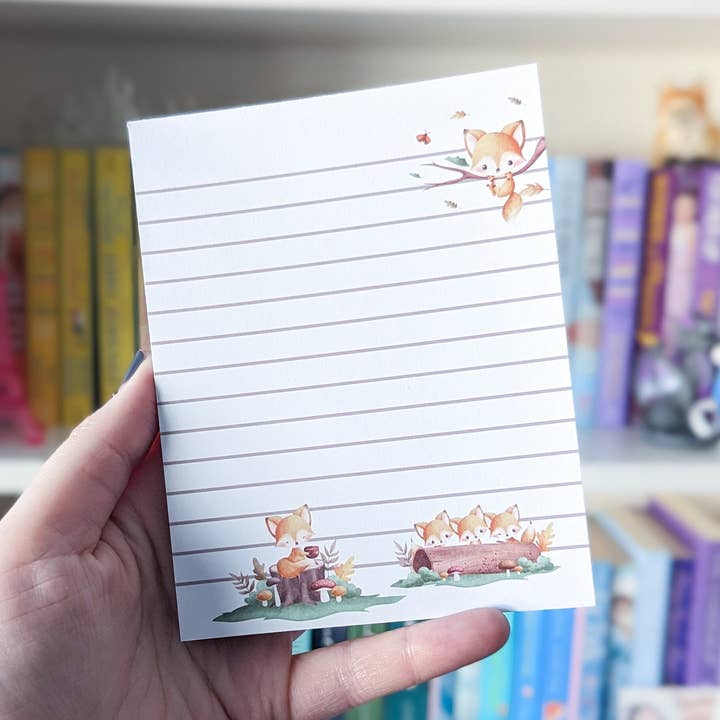 Autumn Fox Notepad for wholesale by The Book Nerd Fox