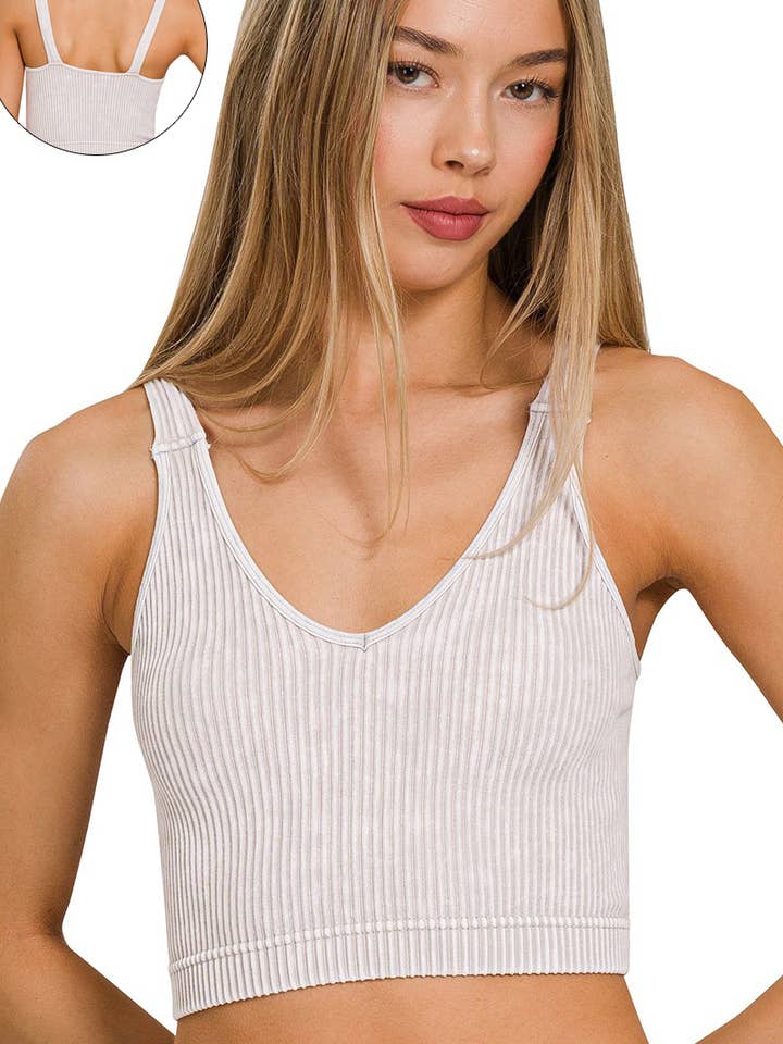 ...SI-25444 Premium Washed Seamless Rib Crop Tank for wholesale by 42POPS