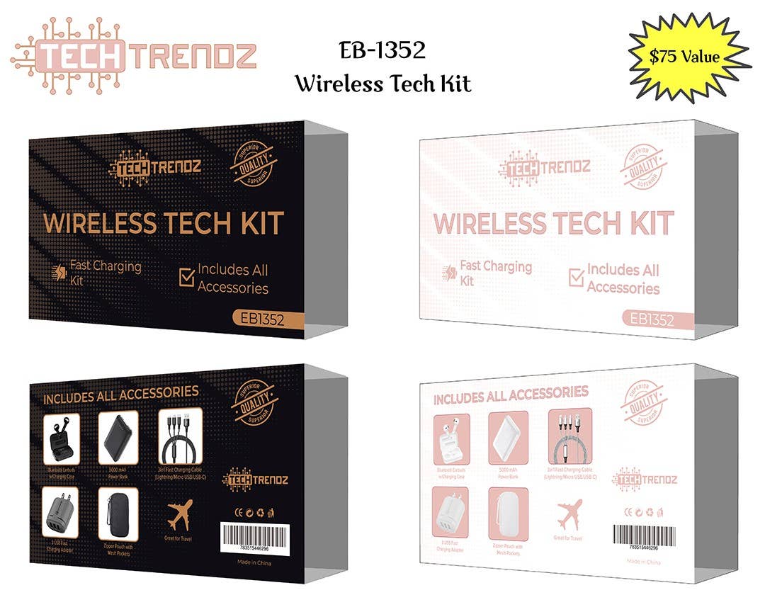 Tech Trendz - Wholesale Portable Charger - Wireless Tech Kit1